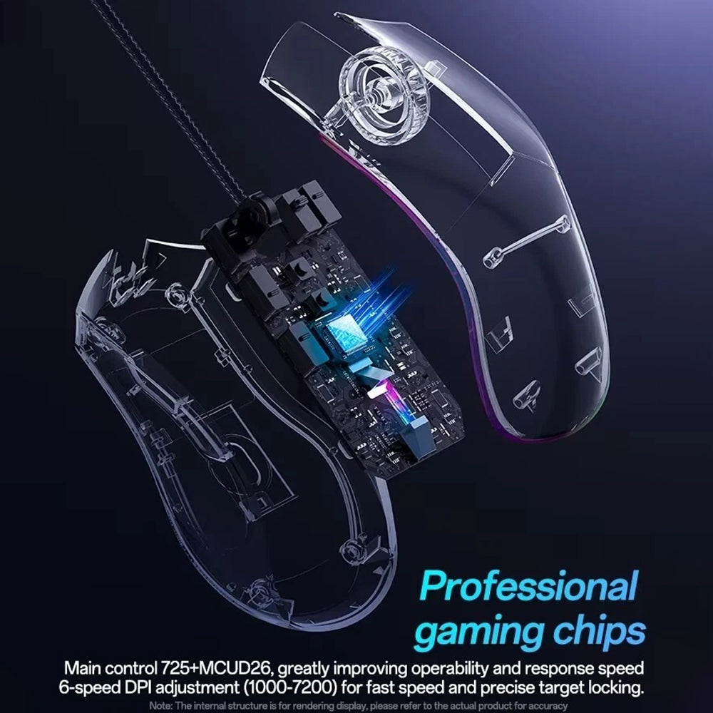 RGB Gaming Mouse Wired 7200 DPI - 6 Programmable Buttons Optical Sensor PC Laptop