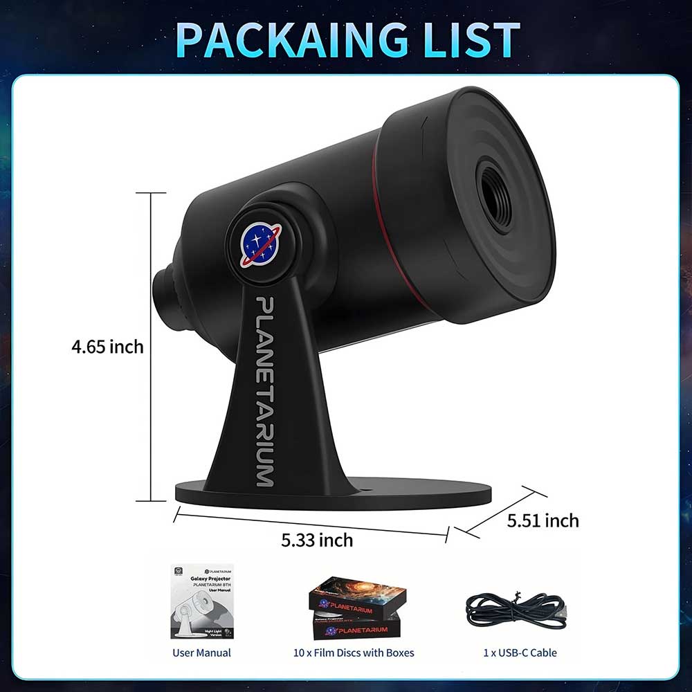 Galaxy Night Light Projector – HD Planetarium with 10 Films & Rotation Speed