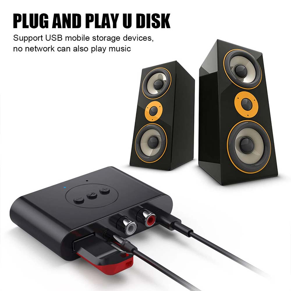 NFC Bluetooth 5.2 Wireless Receiver - 3.5mm to 2 RCA Audio Adapter for Stereo