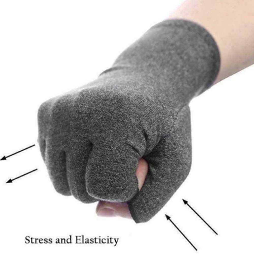 Pair of Fingerless Arthritis Hand Support Compression Gloves Half Finger