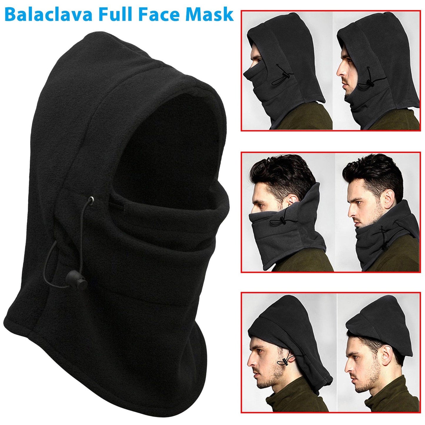 Winter Ski Warm Hood – Outdoor Double Layer Thick Fleece Windproof Cap