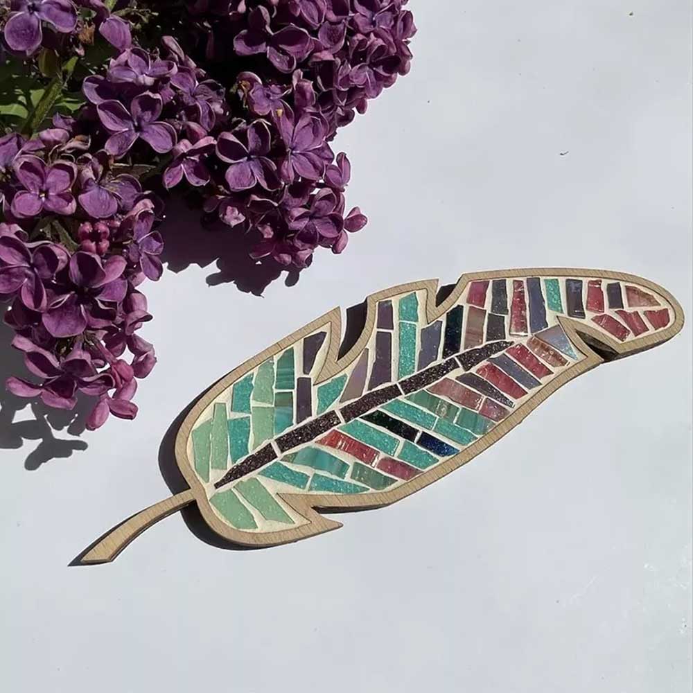 Stained Glass Mosaic Feather Art Crafts Making Kit DIY Mosaic Craft Kit for Kids & Adults