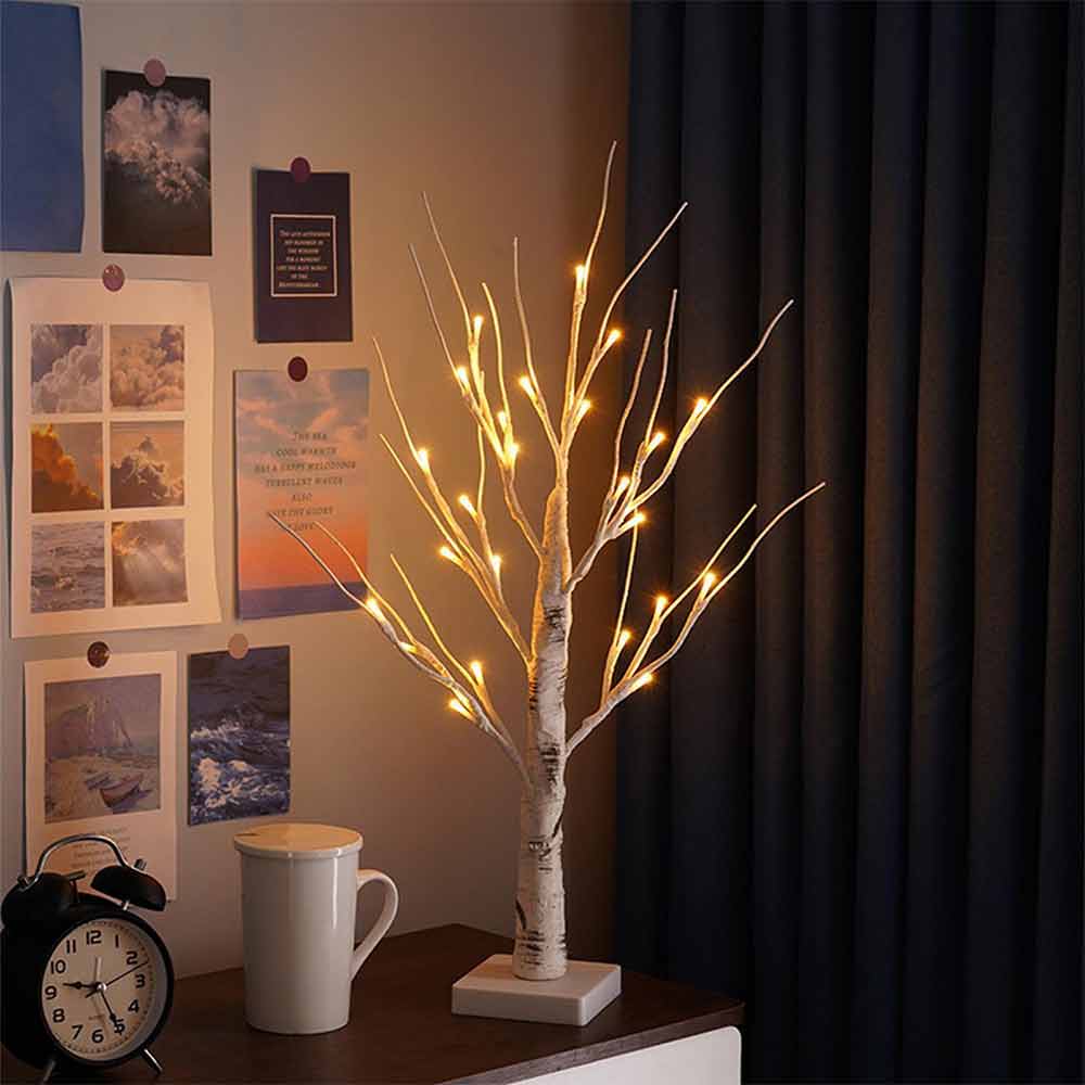 60CM Birch Tree Artificial Tree Christmas Decor 144 LED Warm White Lights Desktop Dinner Lamp