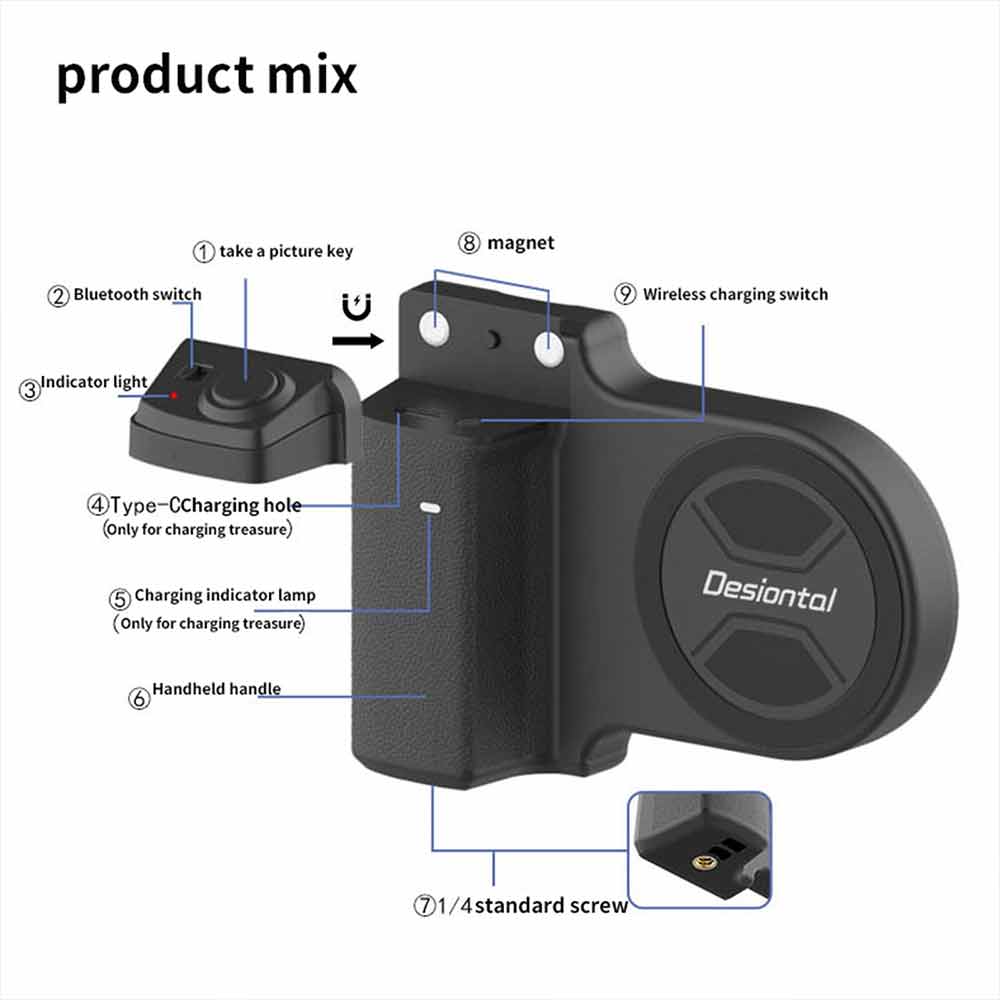 360° Magnetic Phone Grip – Universal Selfie Remote Camera Holder Bracket