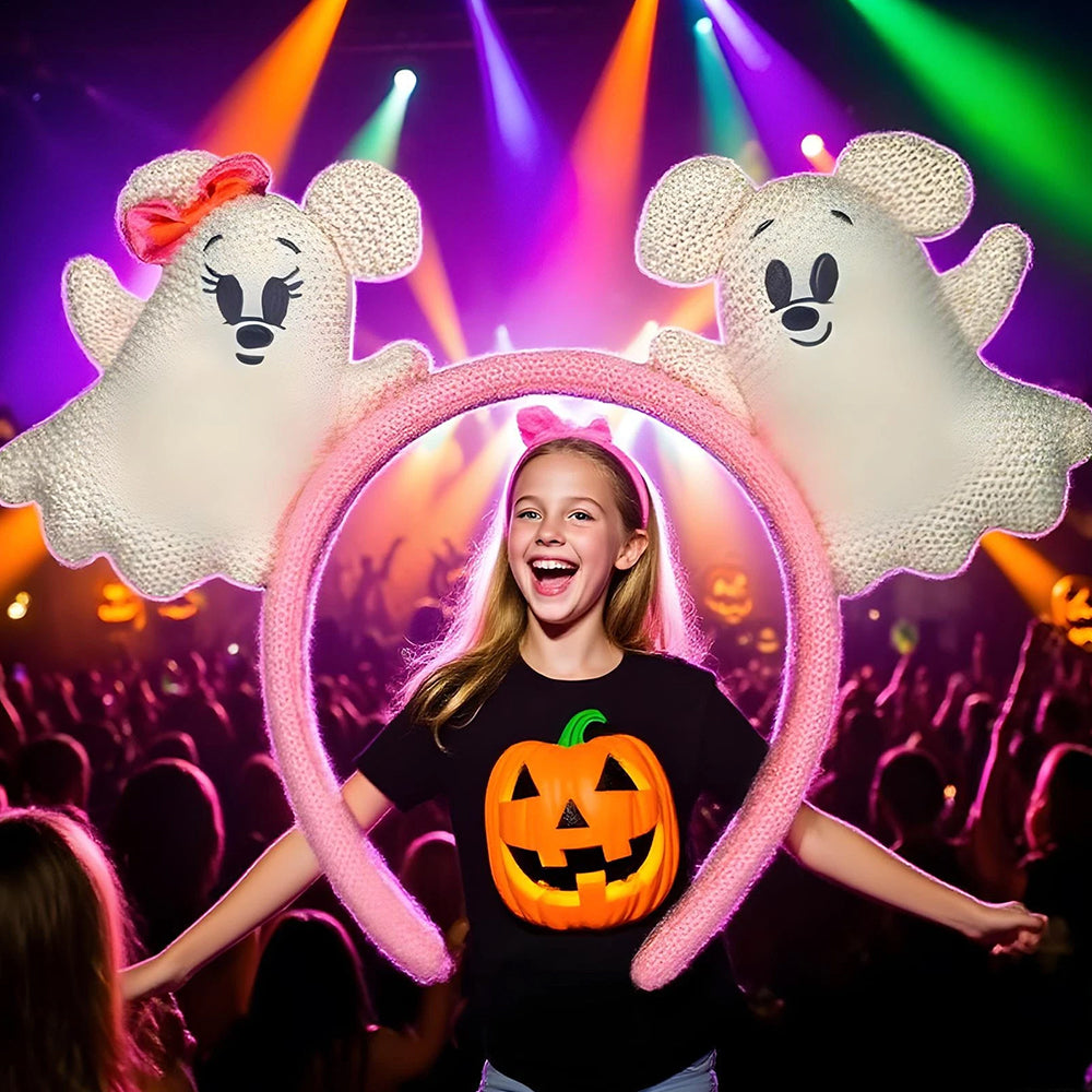 2025 HongKong Disney Parks Halloween Ghost Mickey And Minnie Mouse Ear Headband