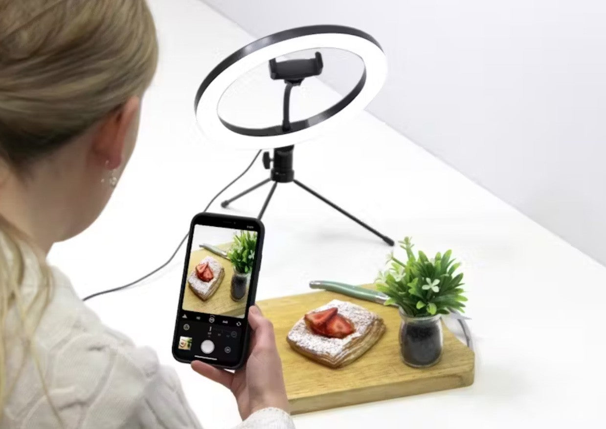 Ring Light 10" – Desktop Tripod, Bluetooth Remote, 3 Colour Temperature Modes