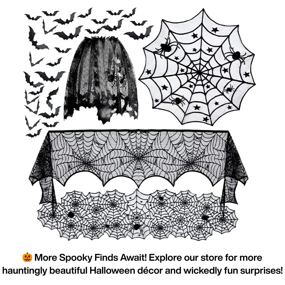 Halloween Cobweb Lace – Lamp Shade Cover with Spider, Gothic Party Decor