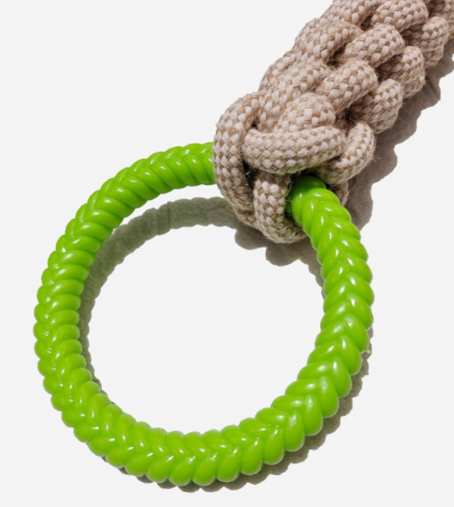 Heavy-Duty Dog Tug Toy – Cotton Rope with Rubber Ring for Large Breeds