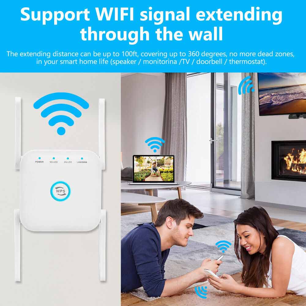 1200Mbps Dual Band WiFi Extender Wireless Network Repeater Signal Range Booster