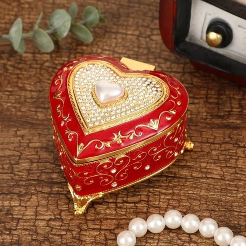 Trinket Jewellery Box – Vintage Alloy Organiser, Ring Necklace Storage Case