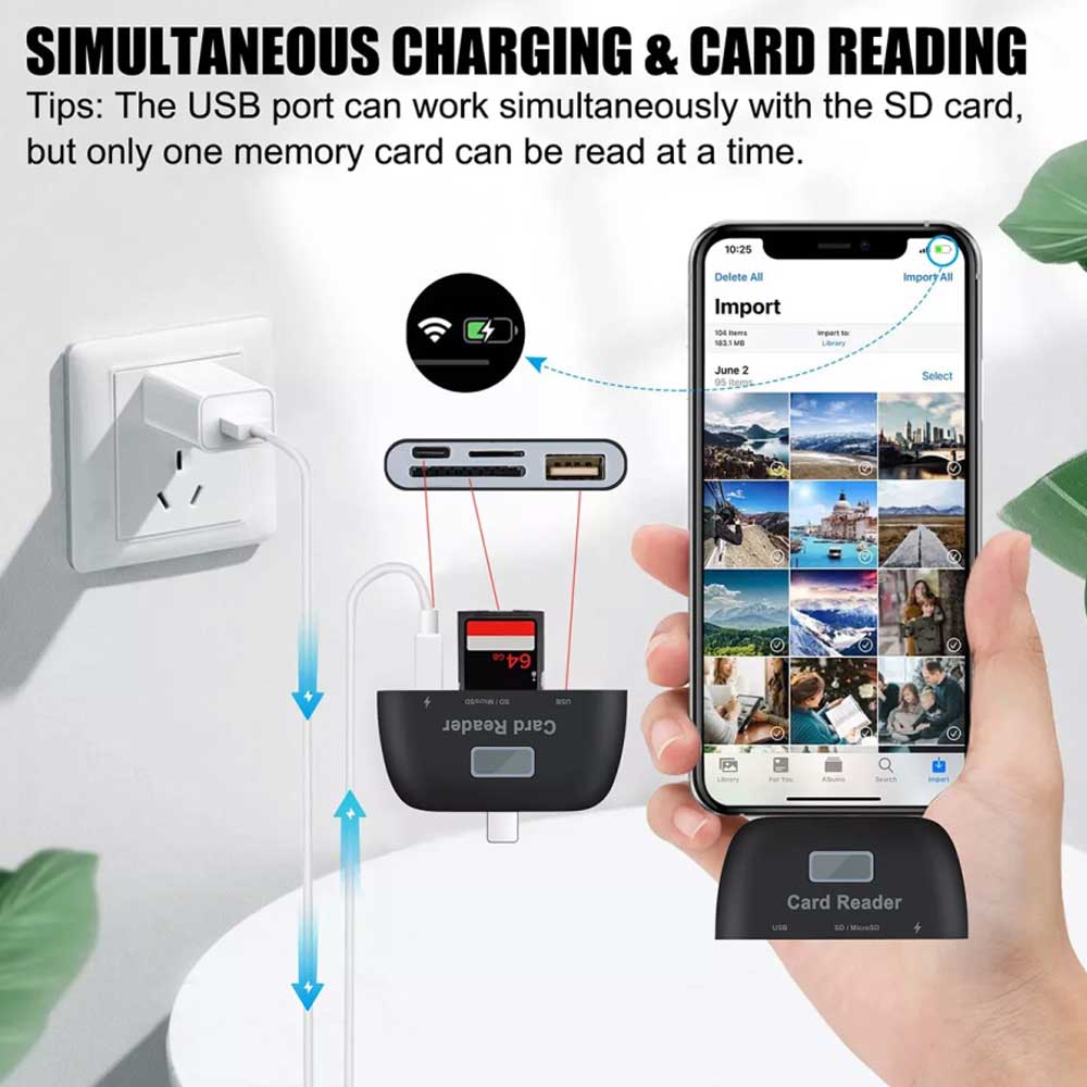 4-in-1 USB SD TF Card Memory Card Reader OTG Adapter For iPhone 14 13 12 11 iPad
