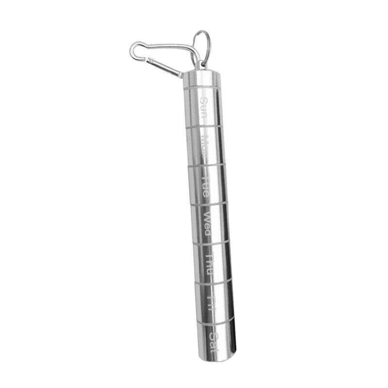 7-Day Pill Box – Waterproof Aluminium Medicine Storage Container with Keychain