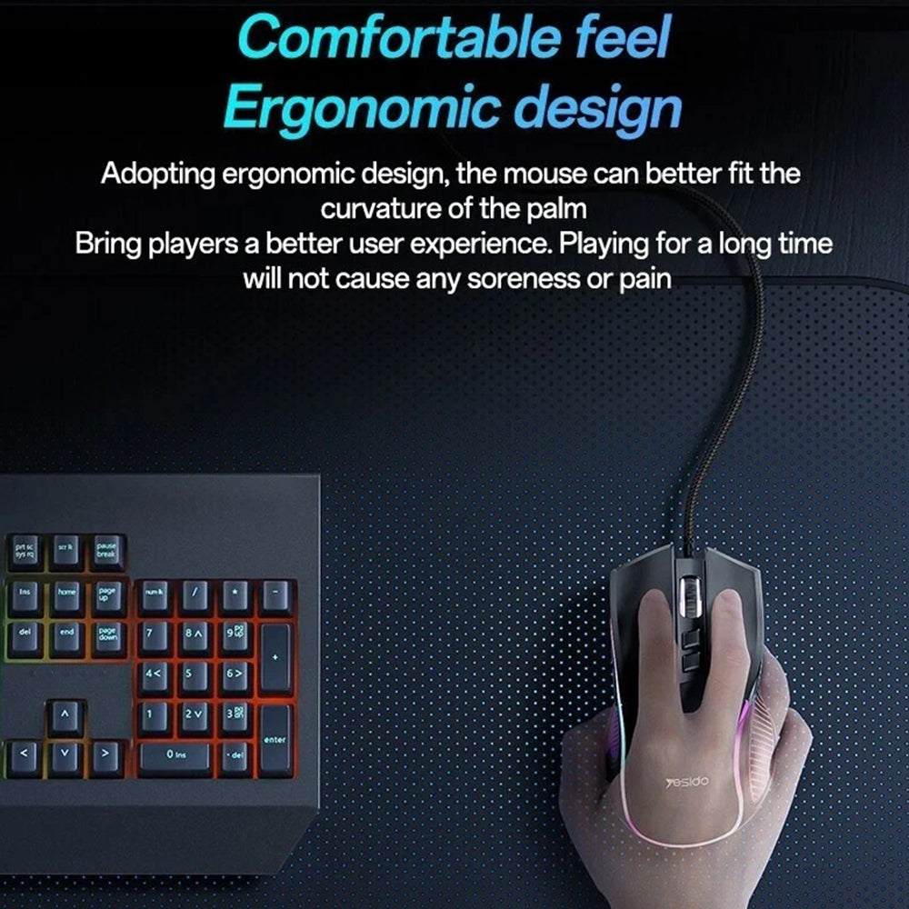 RGB Gaming Mouse Wired 7200 DPI - 6 Programmable Buttons Optical Sensor PC Laptop