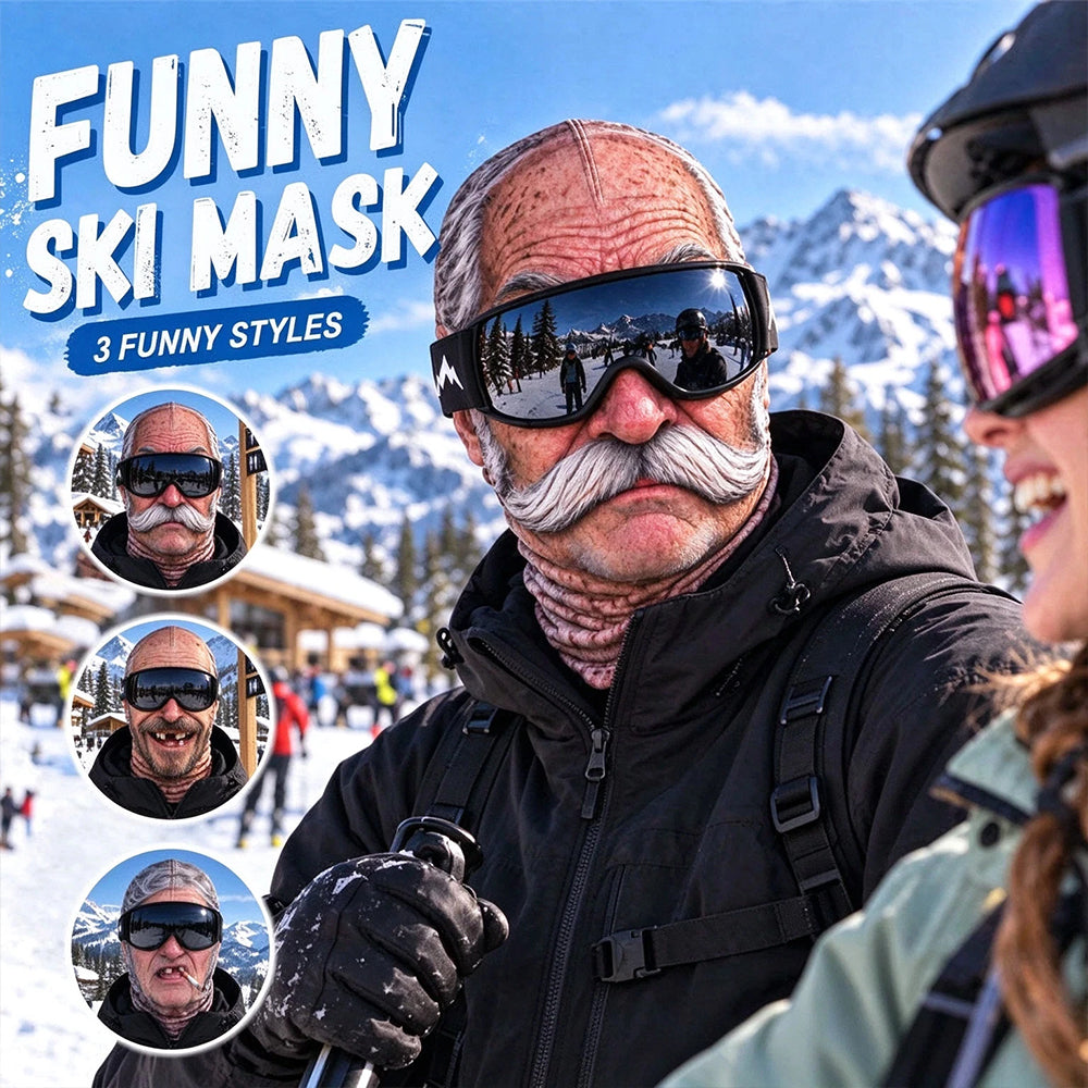 Funny Face Balaclava – 3D Old Man Ski Mask for Motorcycle & Snowboard