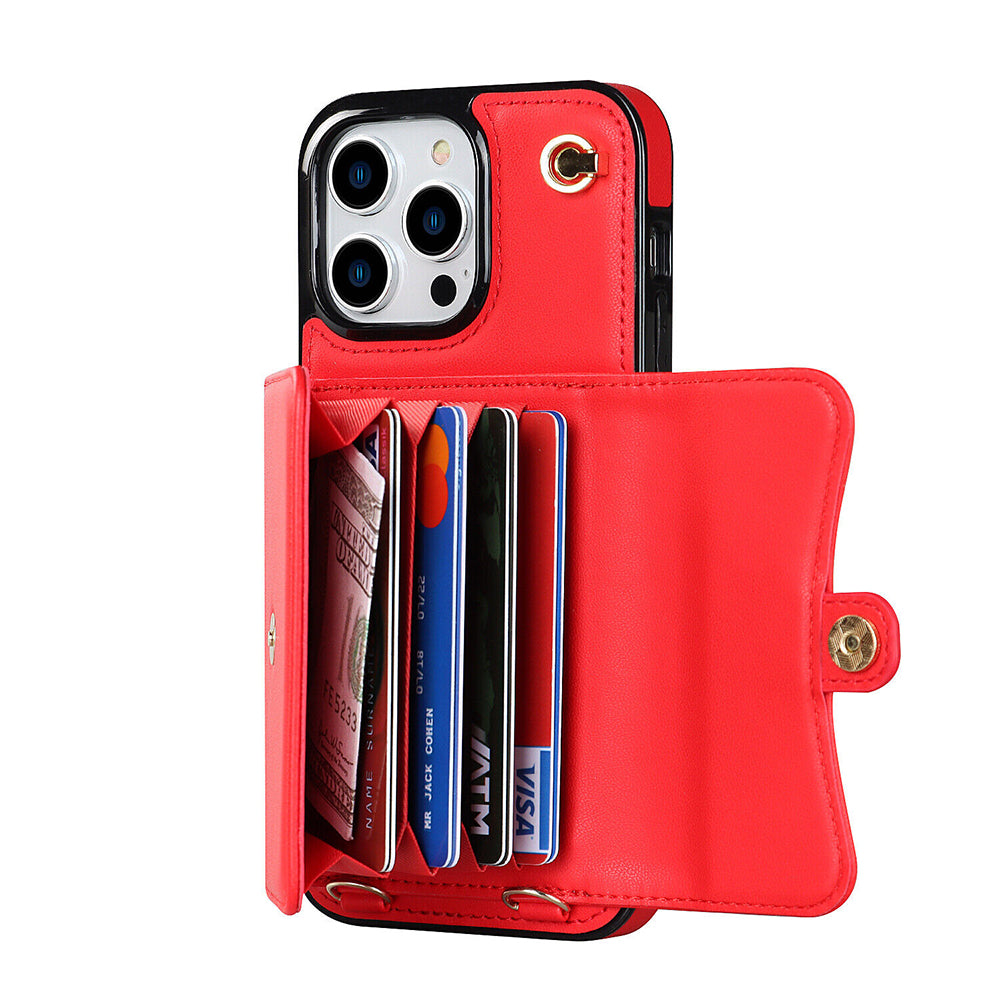 For iPhone 14 Pro Max Plus Case Leather Wallet Cover Card holders Coins Storage