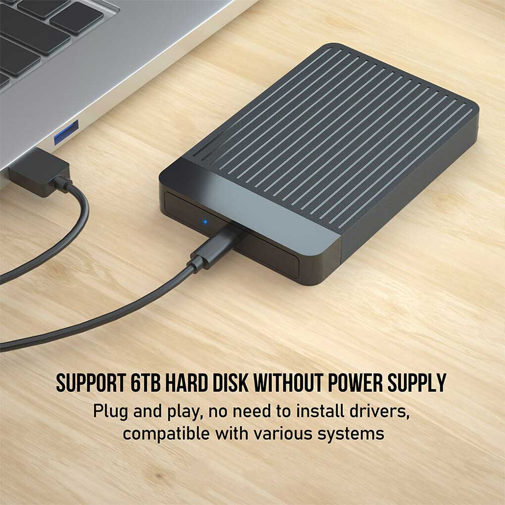USB 3.0 Type-C Portable External Hard Drive Disk Case SATA HDD SSD 6Gbps