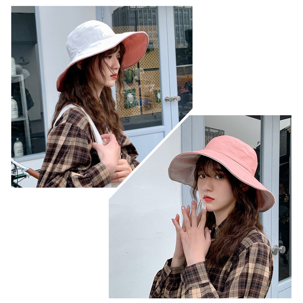 Women Men Bucket Hat Unisex Cap Cotton Fishing Hiking Camping Outdoor Sun Beach