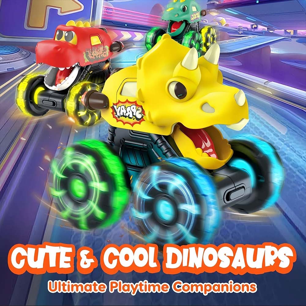 3-Pack Dinosaur Toys Light Up Monster Truck Press and Go Car Toy Set Fun Gift for Boys Girls