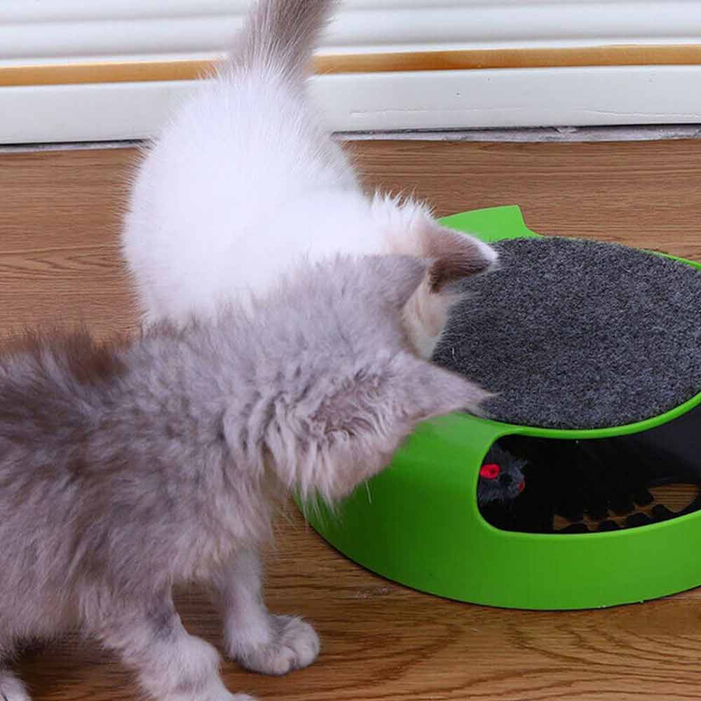 Cats Mouse Moving Catch Toy Interactive Cat Toys Indoor Cat Training Scratching Pad Round