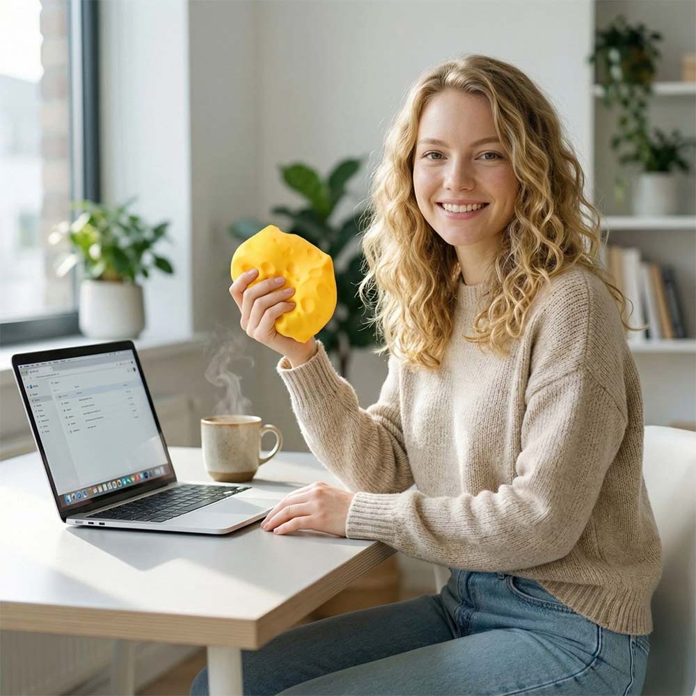 Extra Large Squishy Cheese Stress Relief Toy - Soft Novelty Simulation Cheese  Prop