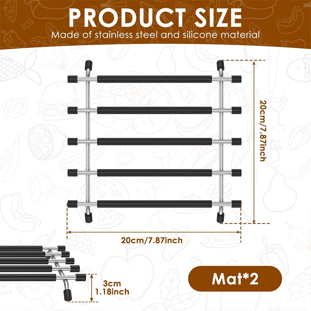 Kitchen Trivet Worktop Saver – Stainless Steel & Silicone Hot Pot Pan Stand Rack