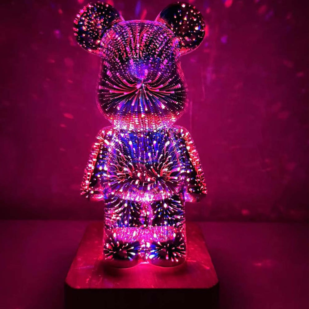 3D Fireworks Bear LED Night Light Room Atmosphere Light Desktop Decoration Night