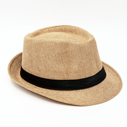 Men's Fedora Hat Trilby Summer Beach Sun Straw Hats Men Womens Panama Cap Brim