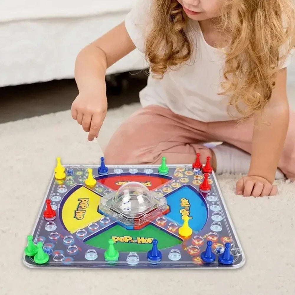 Family Dice Game – Ludo Board Game, 2-4 Players Classic Pop and Hop