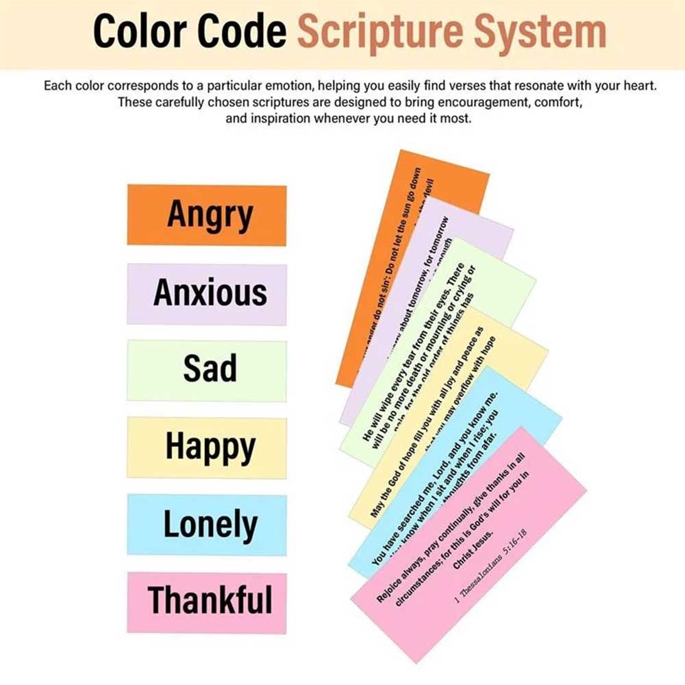 Handcrafted Wooden Scripture Box with 150 Daily Bible Verse Cards - Themed Color-Coded Encouragement Set