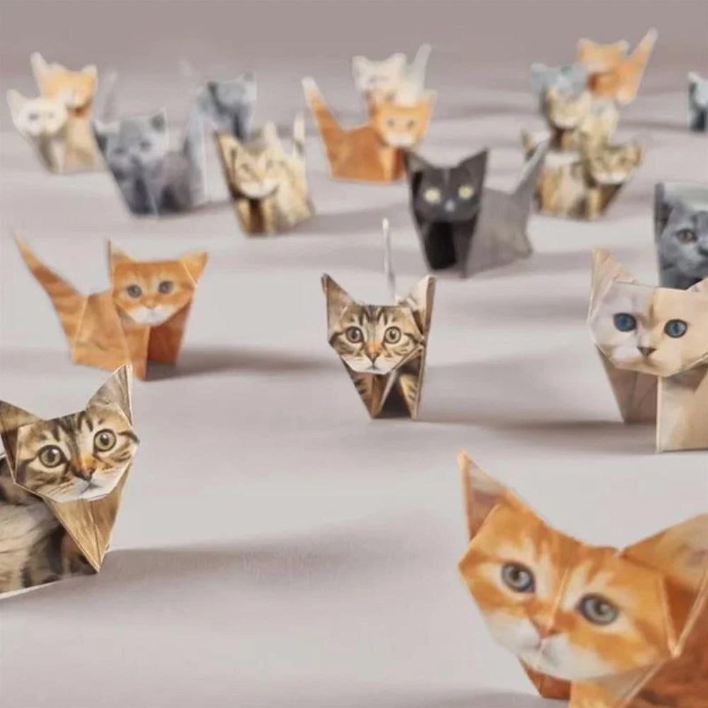 DIY Origami Paper Animals - 50 Sheets Pre-Printed Cat, Dog Craft Paper for 3D Figures