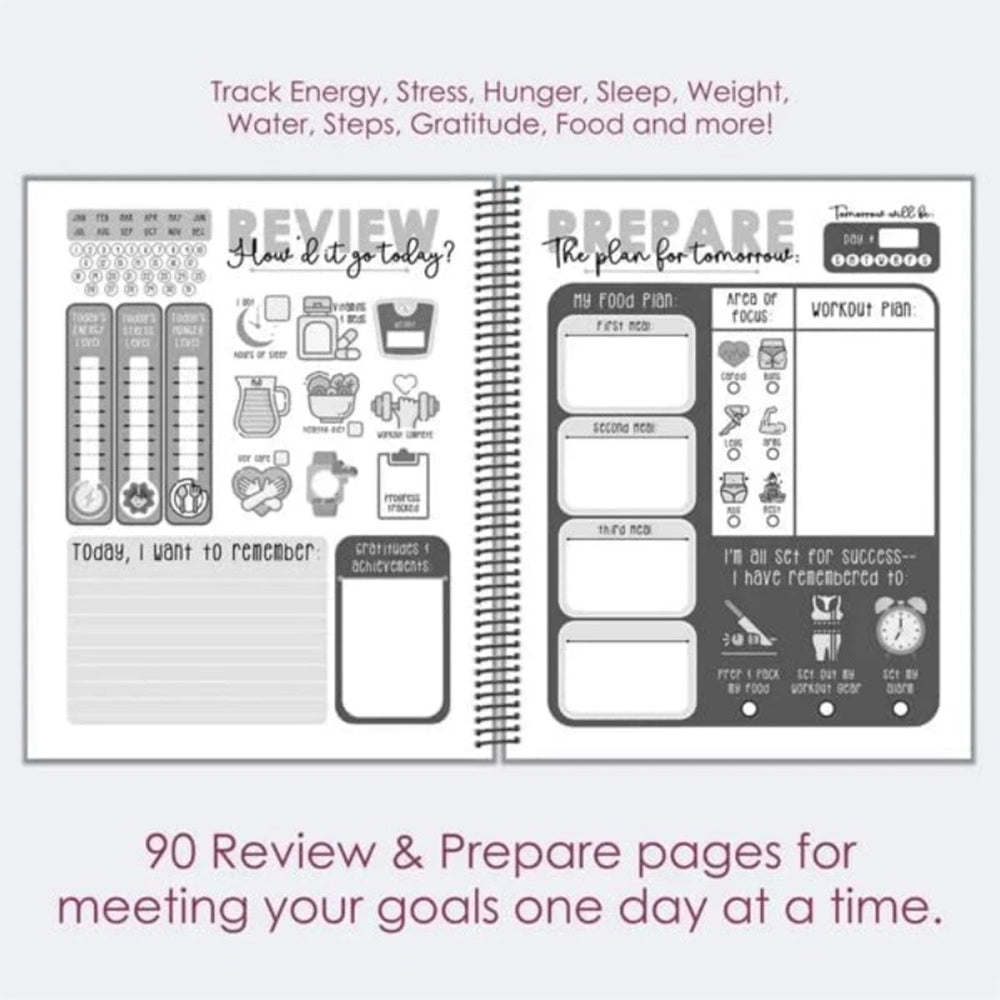 Challenge Accepted Fitness Planner - 90 Day Workout & Meal Tracker Journal