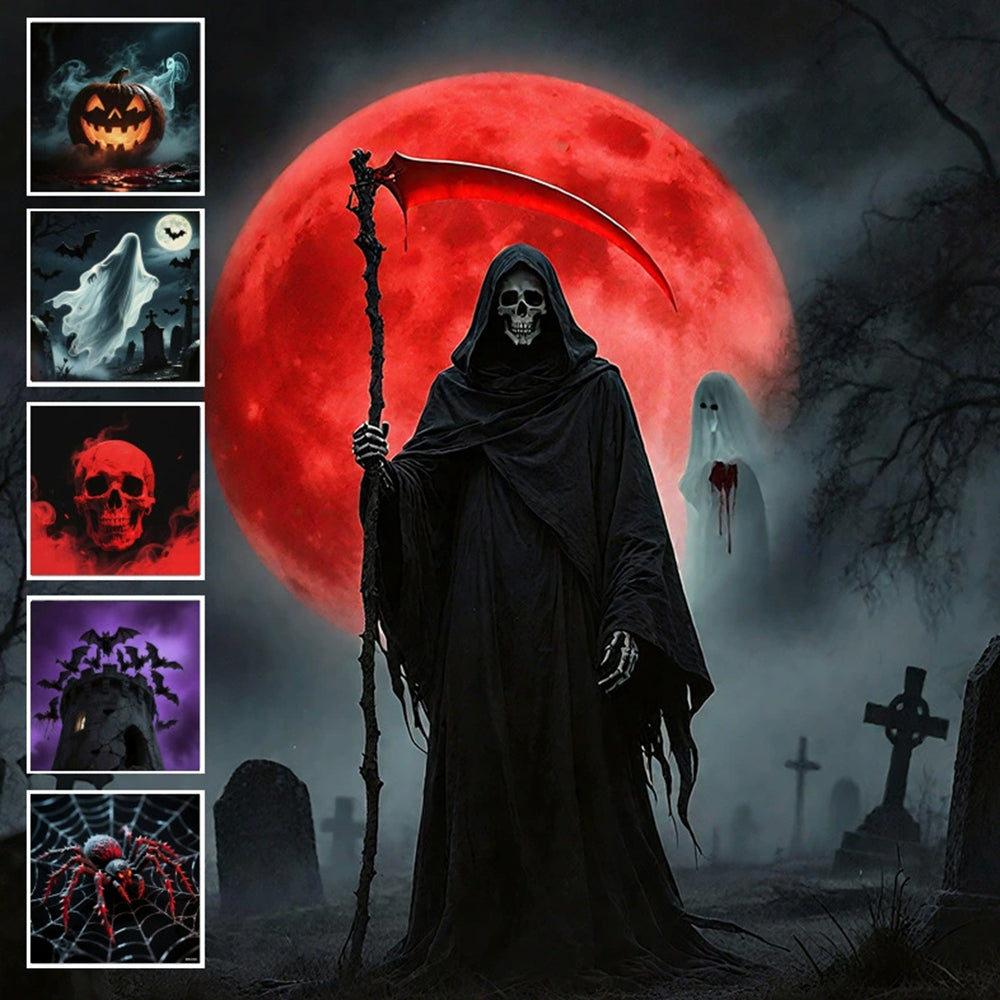 Led Halloween Moon Lamp USB Projector Night Light  Holiday Ornaments 6 Films