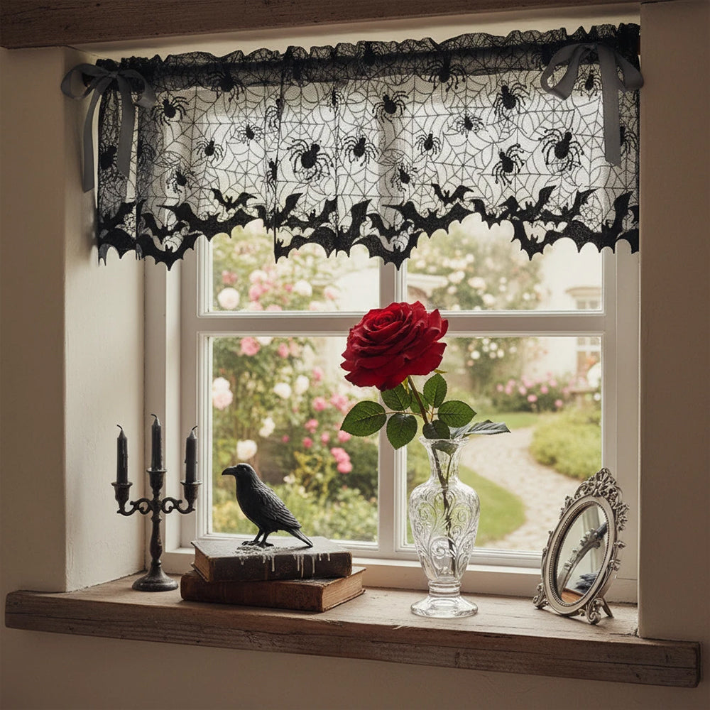 Halloween Cobweb Lace – Lamp Shade Cover with Spider, Gothic Party Decor