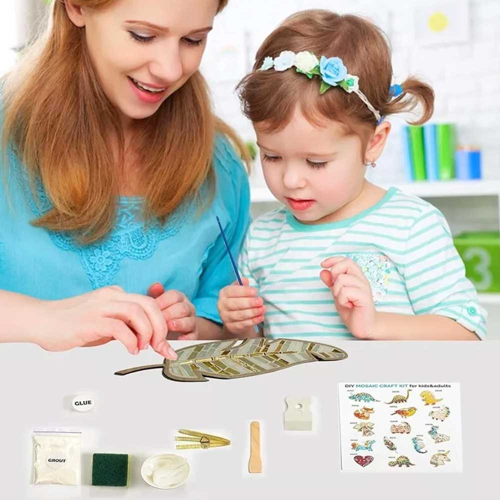 Stained Glass Mosaic Feather Art Crafts Making Kit DIY Mosaic Craft Kit for Kids & Adults