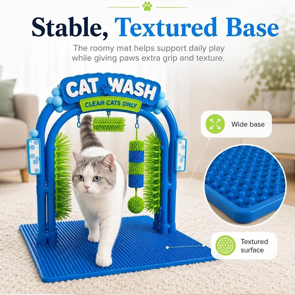 Cat Car Wash Scratcher – Self-Grooming Station for Cats, Brushing & Play