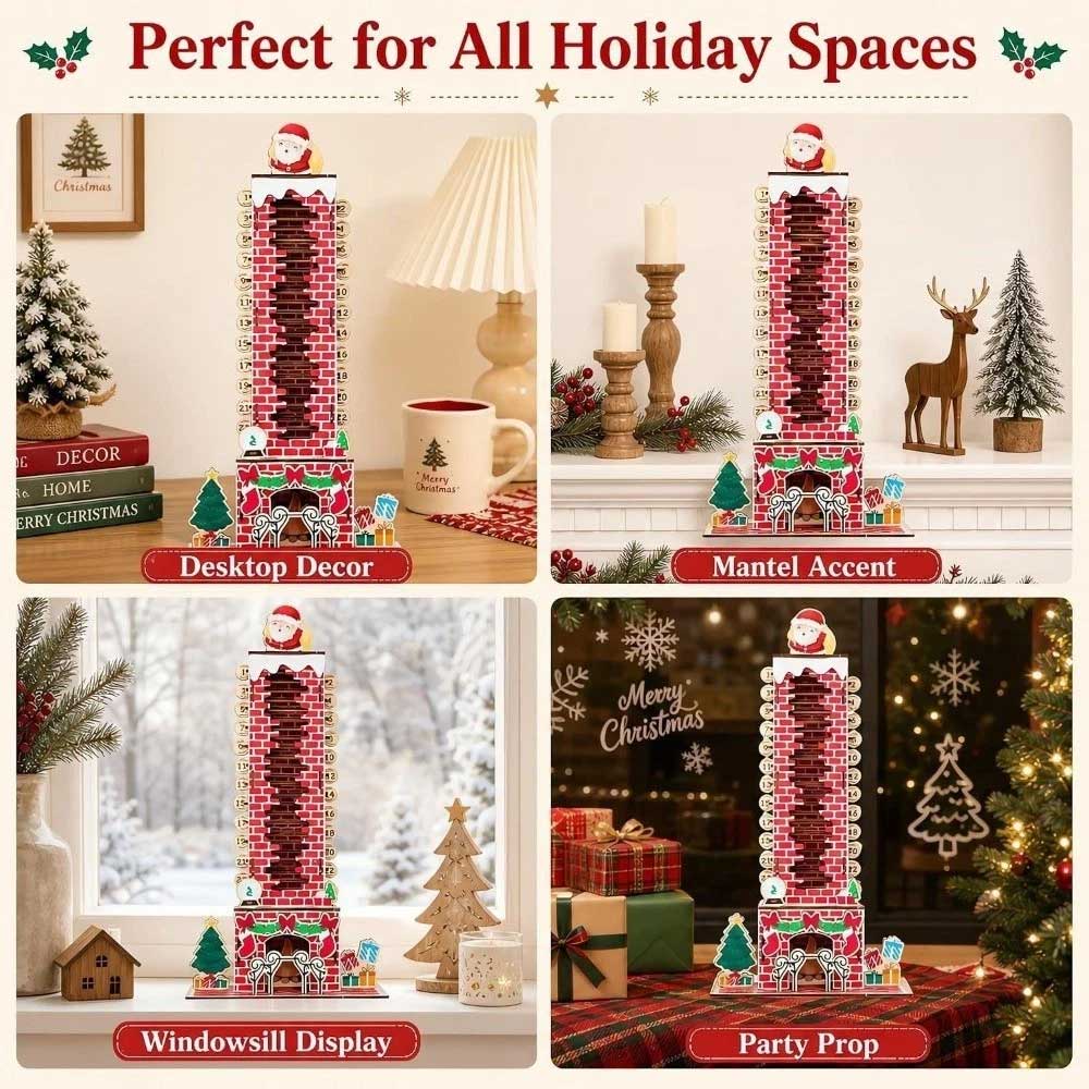24-Day Santa Chimney Advent Calendar – Wooden Christmas Countdown Puzzle