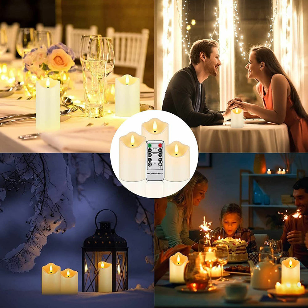 3Pcs Flameless LED Candles Battery Operated Flickering Flame Remote Control Gift