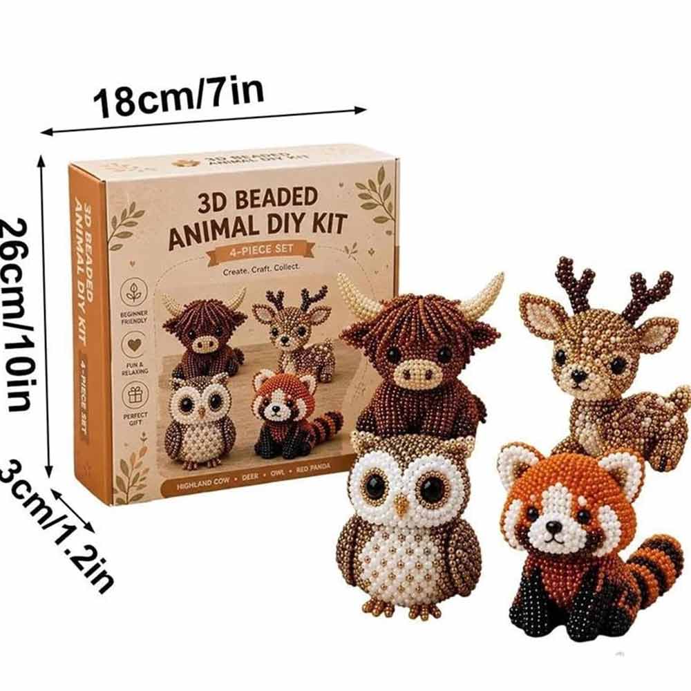 Beaded Animal Craft Kit – 3D DIY Embroidery Handmade Set for Teens & Adults
