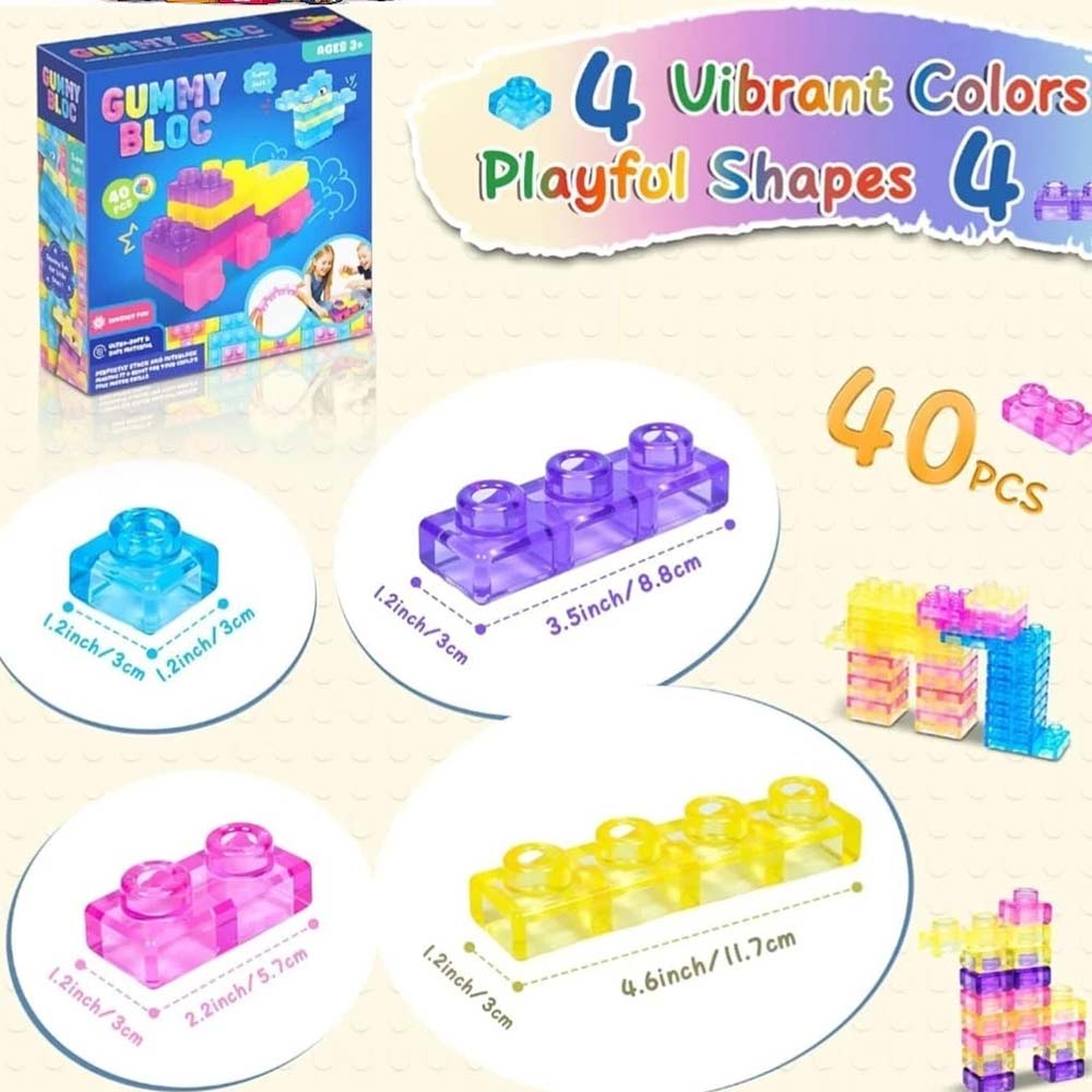 40-Piece Mega Pack Soft Sensory Building Blocks | Educational STEM Toy