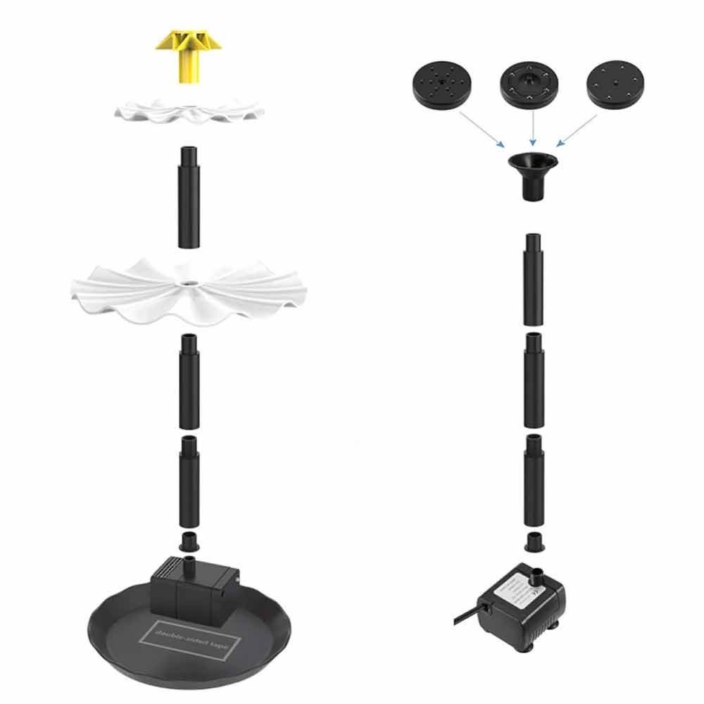 3 Tiered Bird Bath Pump with Solar Panel Solar Water Fountain for Bird Bath Garden Outdoor Indoor Pond Decor