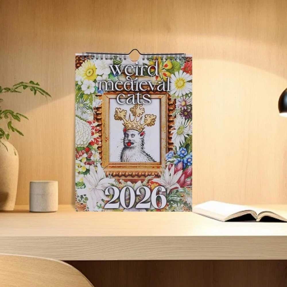 2026 Weird Medieval Cats Calendar - Funny Ugly Cat Art Gag Wall Calendar