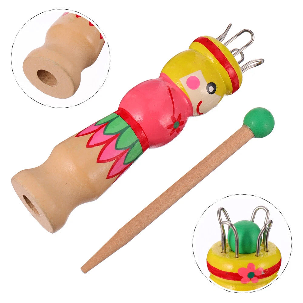 Large Wooden Knitting Spool Doll – French Knitting & Corking Tool for Beginners, Educational Hand Weaving Craft Kit