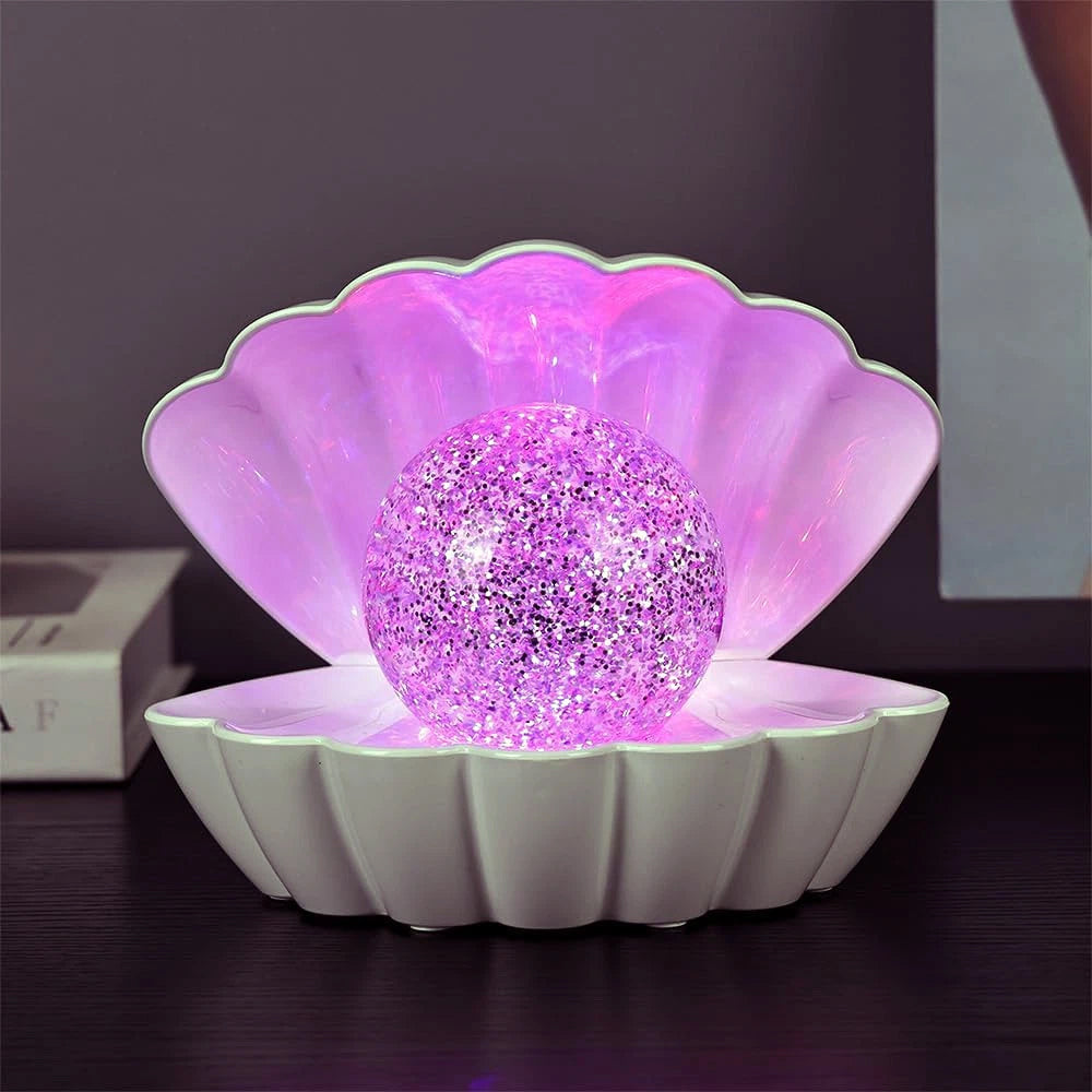 White Glitter Ball Lamp – 7-Colour LED Seashell Clam Mood Light