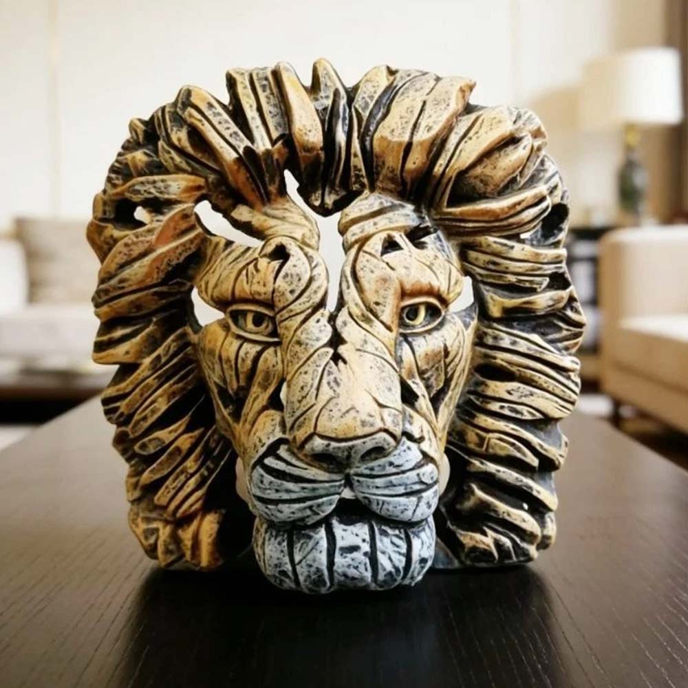 Resin Lion Head – Home Decor Sculpture, Contemporary Animal Ornament for Table Display