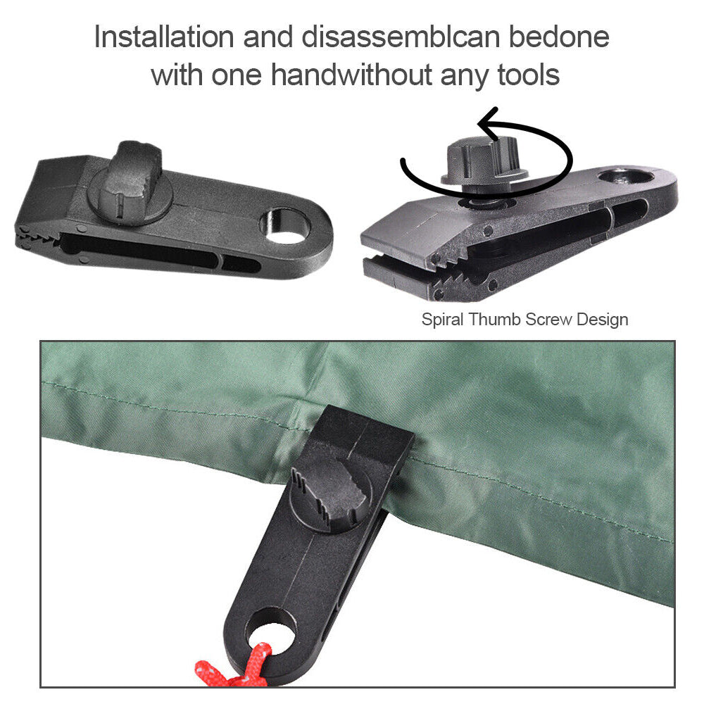 10/20 Pack Awning Tent Clamp Tarp Clips Set Canopy Snap Hangers Survival Camping