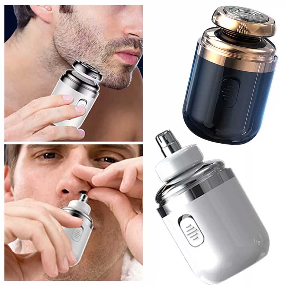 2 in 1 Mini Electric Shaver Portable Men Razor Nose Beard Clipper USB Trimmer