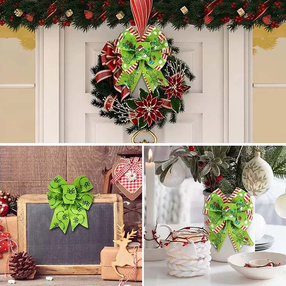 4X 6Yard/Roll Christmas Grinch Green Craft Ribbon Decoration Wrapping Ribbon