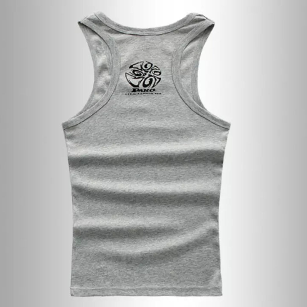 Men Print Vest Sleeveless Top Silm Fit Pullover Tee Shirt Breathing Vest
