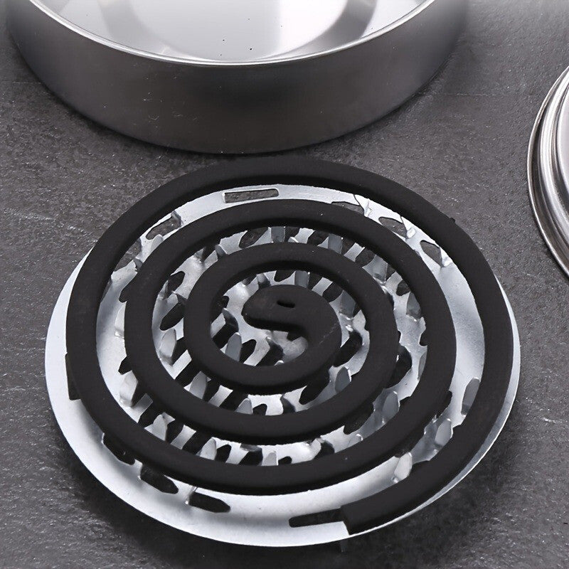 Stainless Steel Mosquito Coil Spiral Repellent Smoke Incense Anti Bug Fly With Lid
