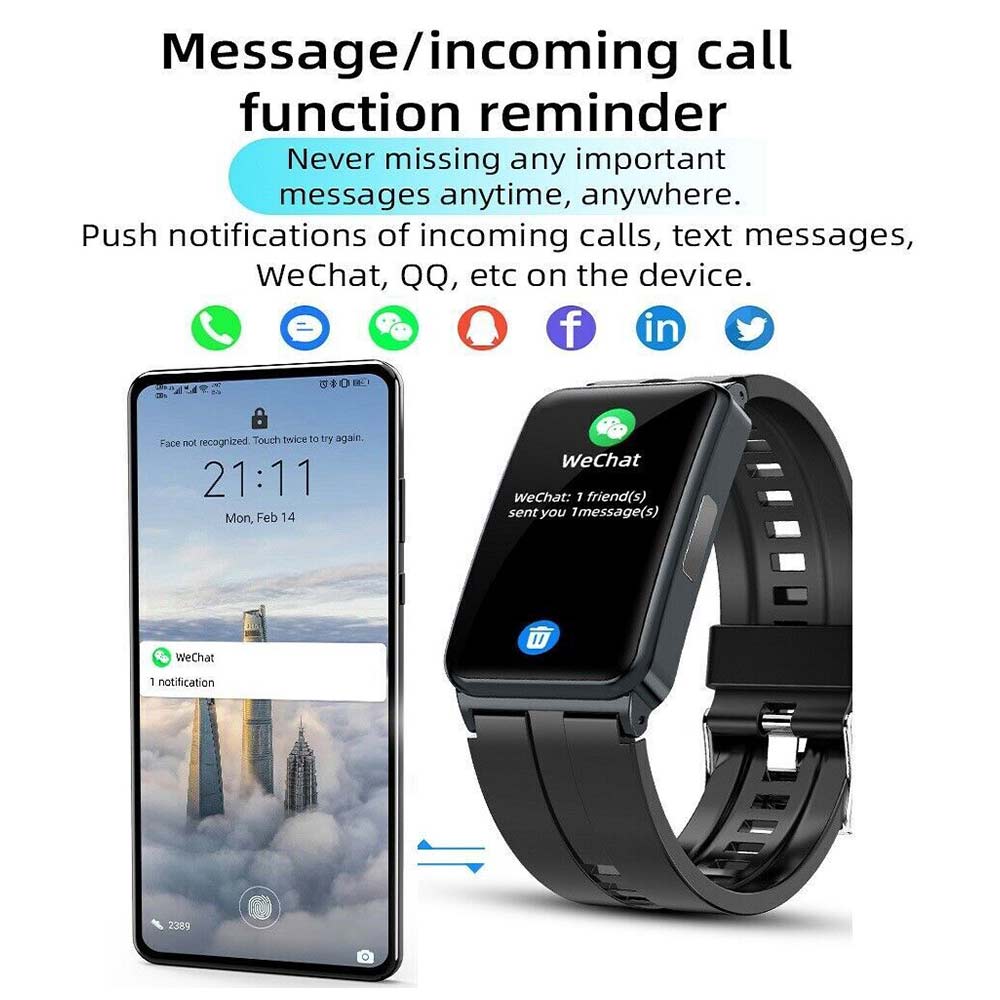 Blood Glucose Sugar Smart Watch Body Temperature ECG HRV Monitor Waterproof